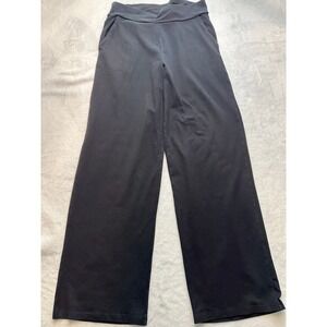 YALA Black Wide Leg Lounge Pant Organic Cotton Bamboo Blend Crossover Size M-169